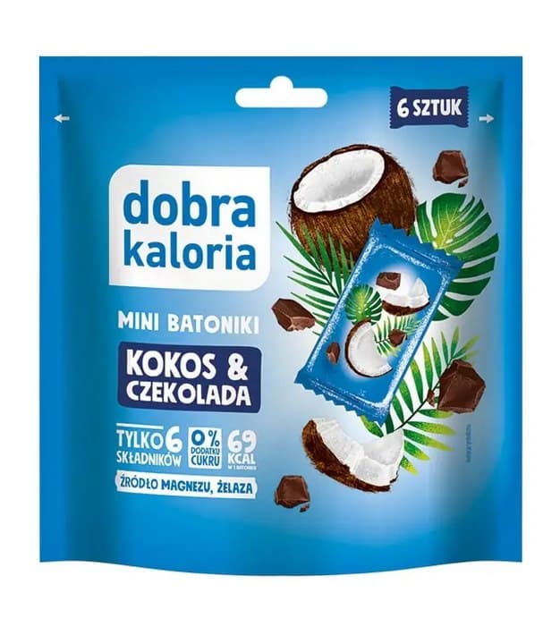 Dobra Kaloria - Mini Batoniki Kokos & Czekolada - 6X17g – Dobra Kaloria förpackning
