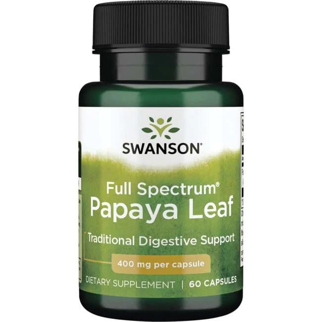 Swanson Full Spectrum Papaya Leaf 400 mg - 60 kapslar – Swanson förpackning
