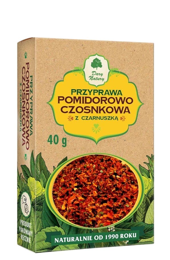 Dary Natury - Tomaat & Knoflook Kruidenmix met Zwarte Komijn 40g – Dary Natury verpakking