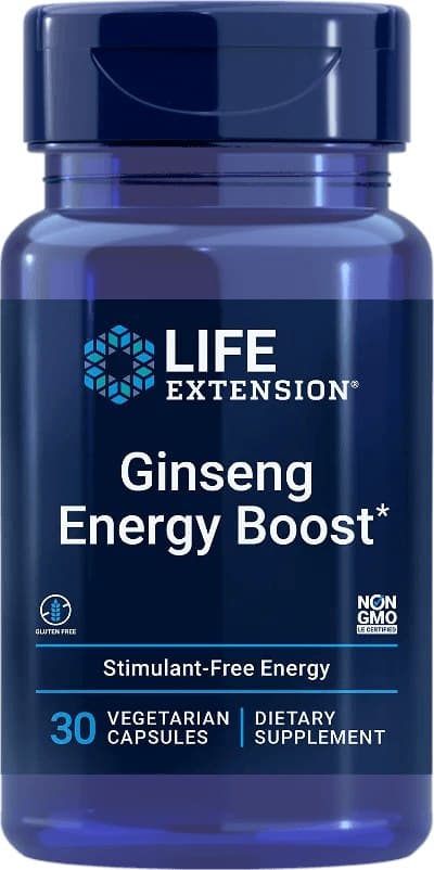Life Extension Ginseng Energy Boost 200mg – 30 vegetariska kapslar – Life Extension förpackning