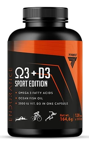 Trec Endurance Omega 3 + D3 Sport Edition 120 kapslar – Trec förpackning