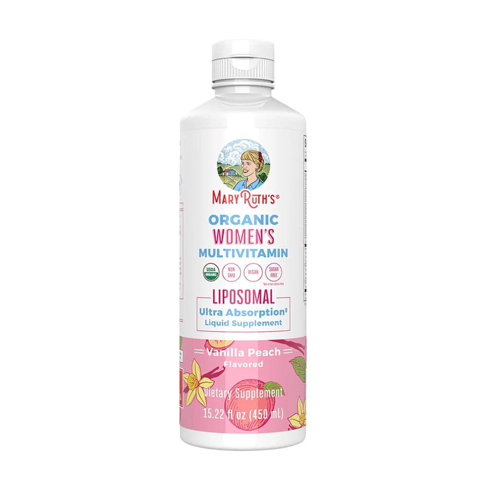 MaryRuth's Women's Organic Multivitamin Liposomal - Vanilla Peach - 450 ml – MaryRuth's förpackning