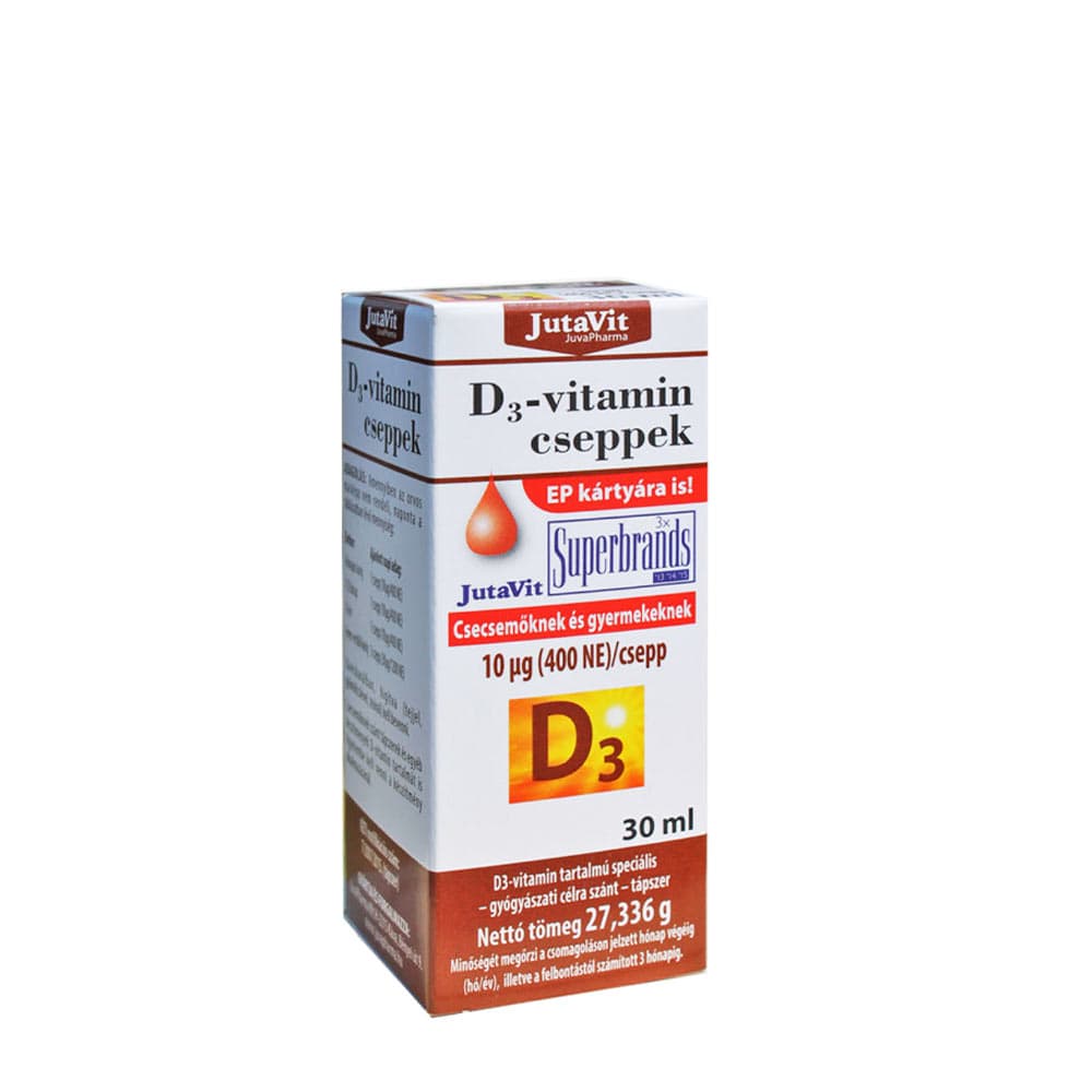 Jutavit Vitamin D3 Drops 400IU för spädbarn och barn – Jutavit förpackning