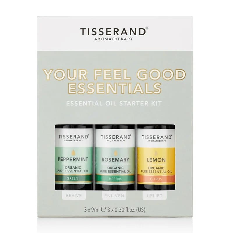 Tisserand Aromatherapy - Your Feel Good Essentials Kit (3 x 9ml) – Tisserand Aromatherapy förpackning