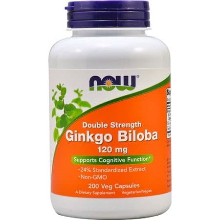 Ginkgo Biloba Double Strength Soutien Cognitif - 200 Vcaps – NOW Foods emballage