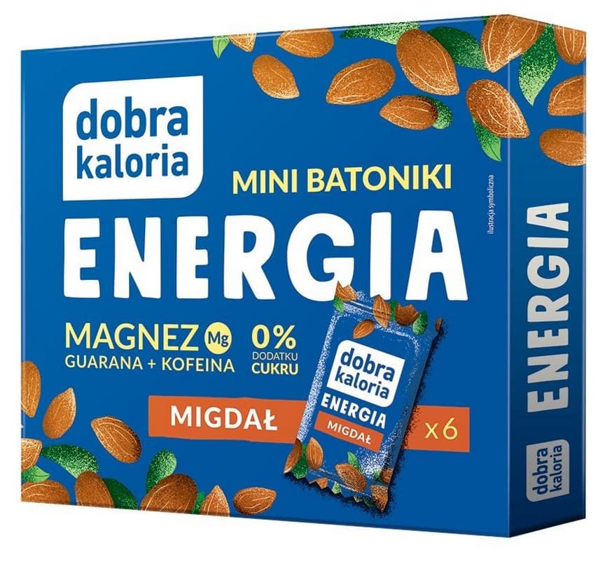 Dobra Kaloria - Mini Energy Bars Mandel Magnesium Guarana 6x17g – Dobra Kaloria förpackning