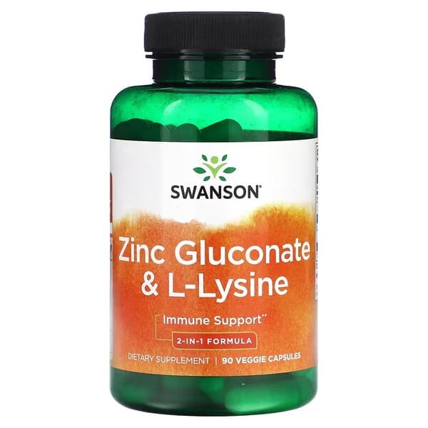 Swanson - Zinc Gluconate & L-Lysine - 90 Vcaps – Swanson Verpackung