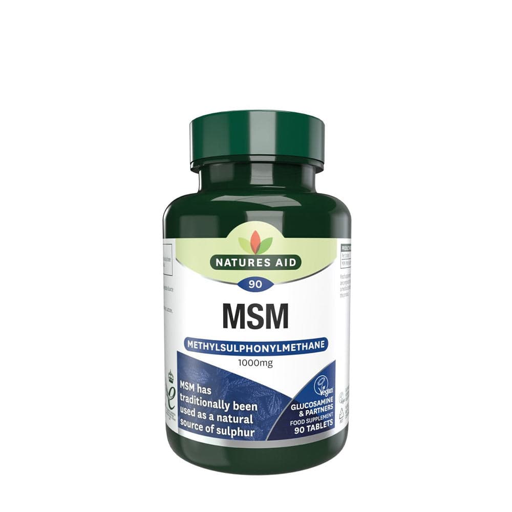 Natures Aid MSM 1000 mg - 90 tabletter – Natures Aid förpackning