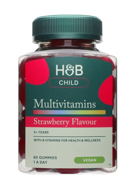 Holland & Barrett - Child Multivitamins Gummies, Jordgubb - 60 Gummies – Holland & Barrett förpackning