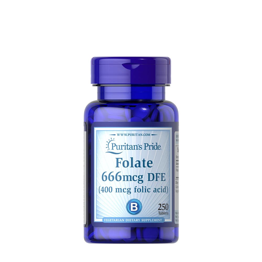 Puritan's Pride Folate 666 mcg - 250 Tabletter – Puritan's Pride förpackning