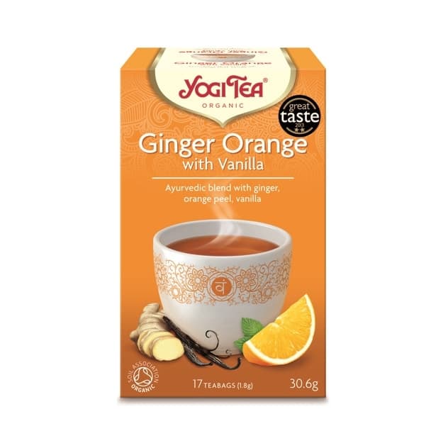Te Ginger Orange med Vanilj 17 påsar – YOGI TEA Verpackung