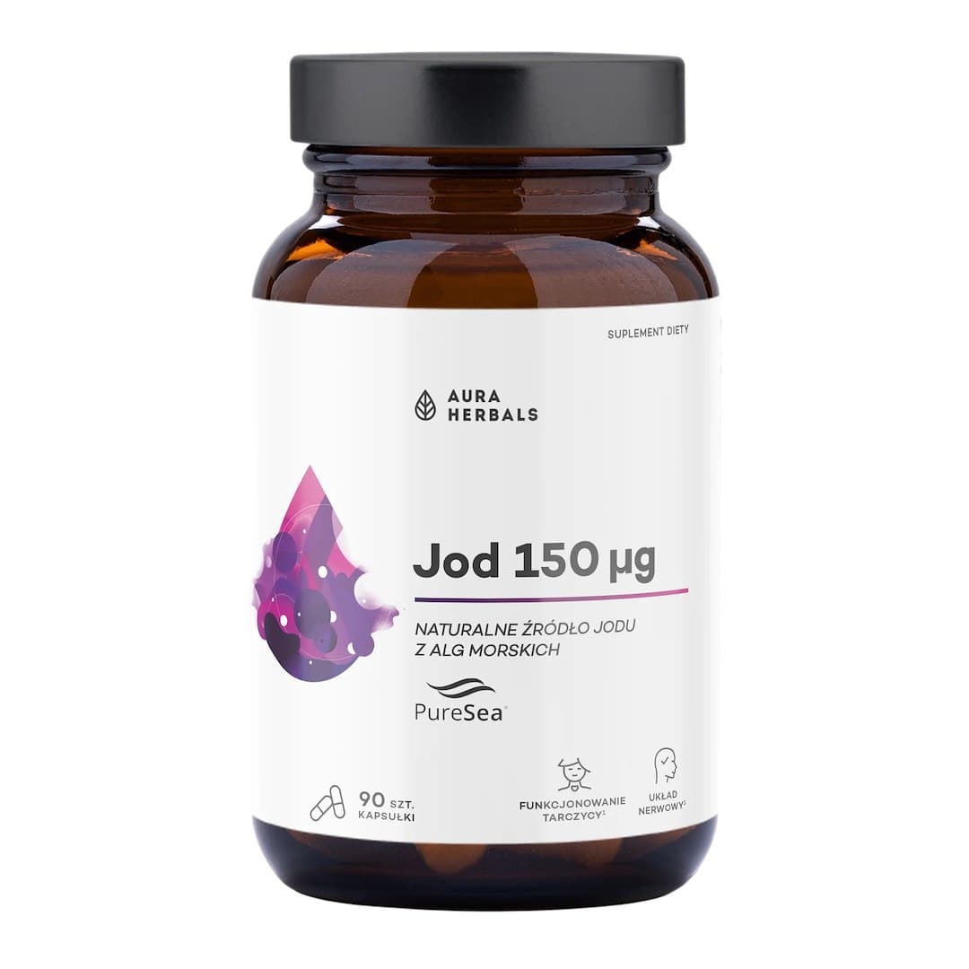 AURA HERBALS Jod z alg 150mcg, 60 veg. kaps. – Aura Herbals förpackning