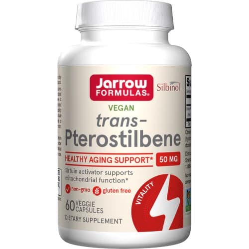 Jarrow Formulas Trans-Pterostilbene 50 mg – 60 Vegan Capsules – Jarrow Formulas packaging