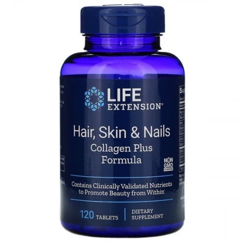 Life Extension - Hair, Skin & Nails Collagen Plus Formula - 120 Tabletten – Life Extension Verpackung