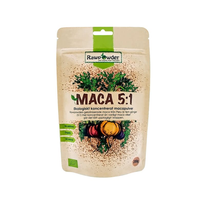 Macapulver geconcentreerd 5:1 200g – Rawpowder verpakking