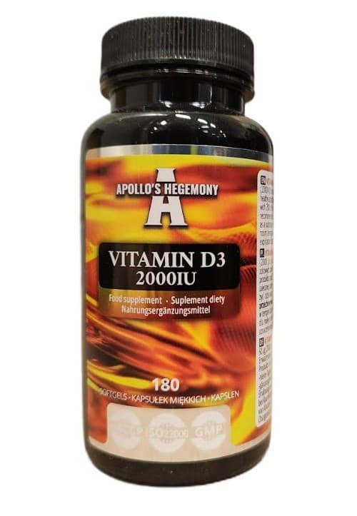 Apollo'S Hegemony - Vitamin D3 2000IU - 180 Soft Gel Capsules – Apollo'S Hegemony packaging