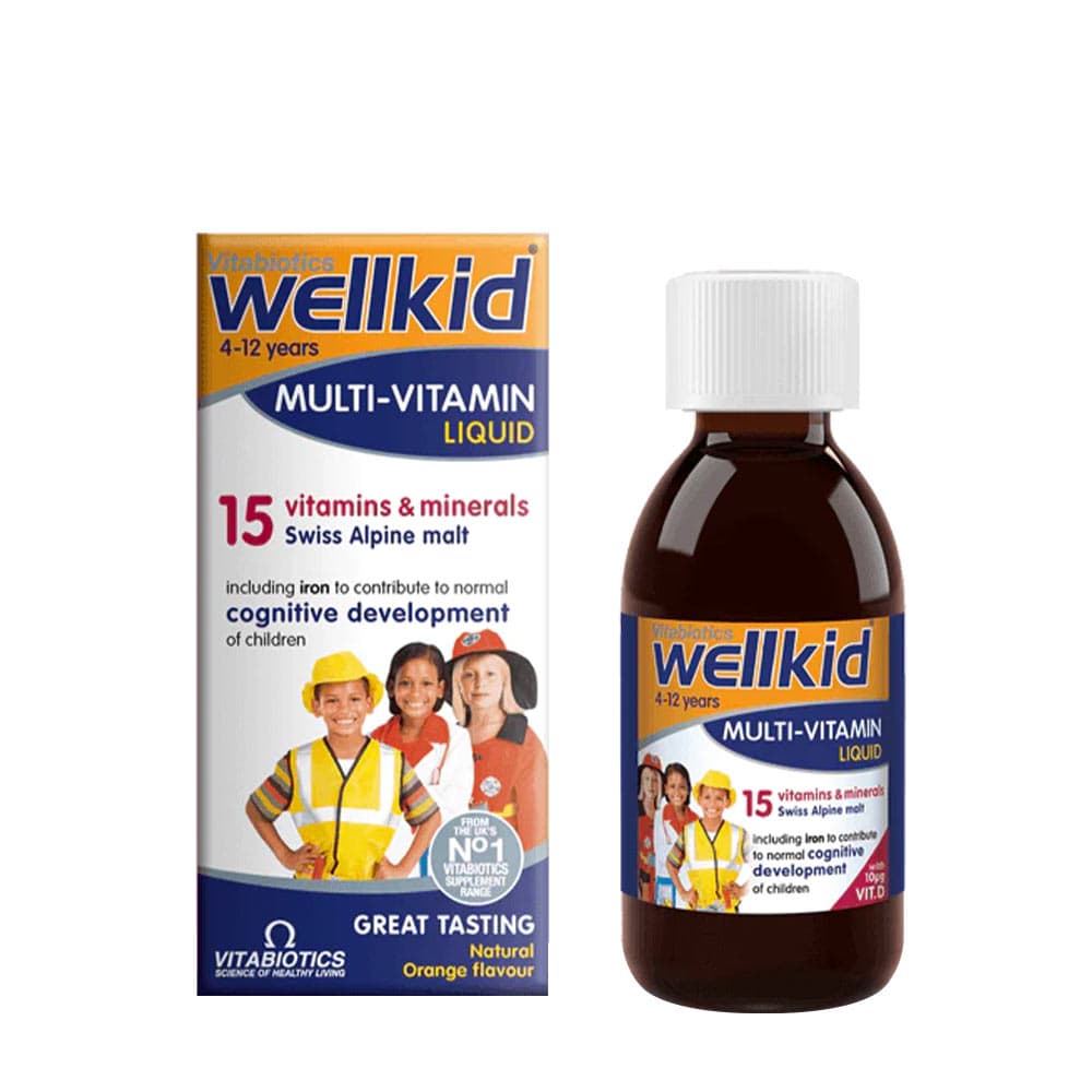 Vitabiotics Wellkid Multi-Vitamin Liquid Orange 150ml – Vitabiotics confezione