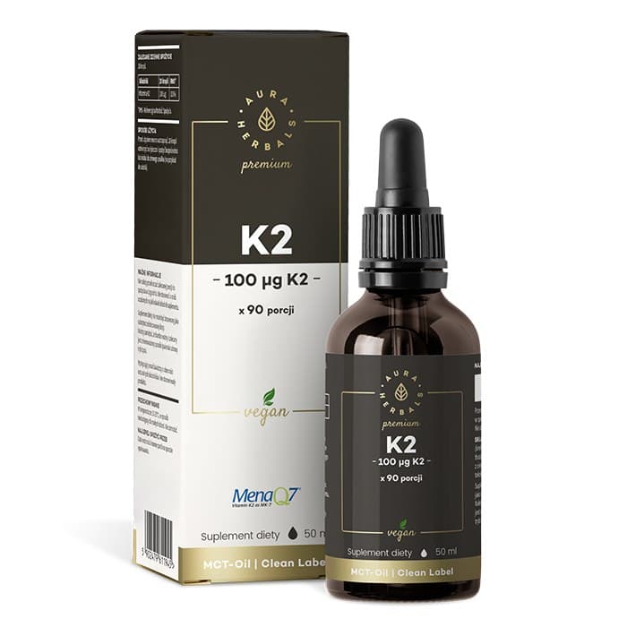 Aura Herbals Vitamina K2 100 µg Premium 50 ml – Aura Herbals packaging