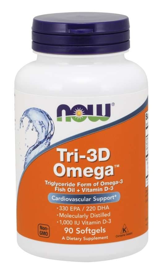 NOW Foods - Tri-3D Omega 90 mjuka kapslar – NOW Foods förpackning