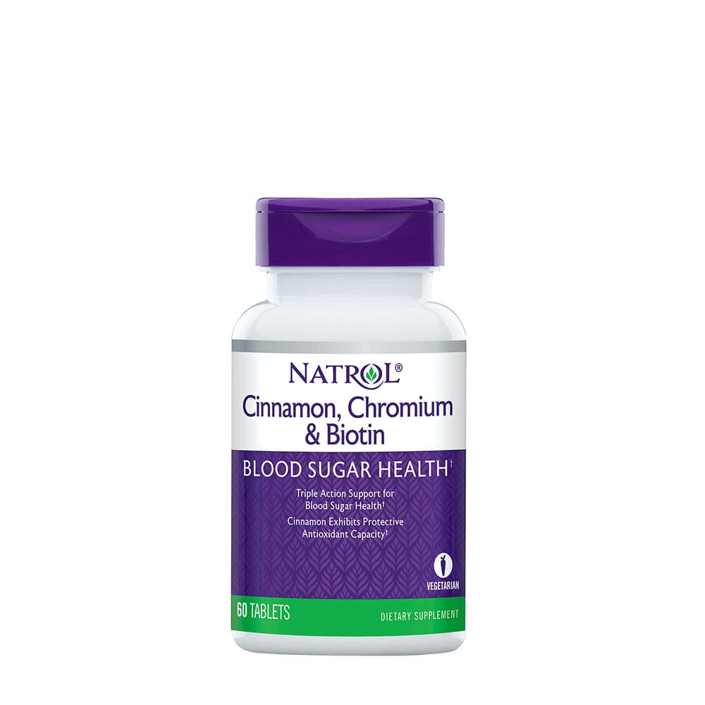 Natrol Cinnamon, Chromium & Biotin - 60 tabletter – Natrol förpackning