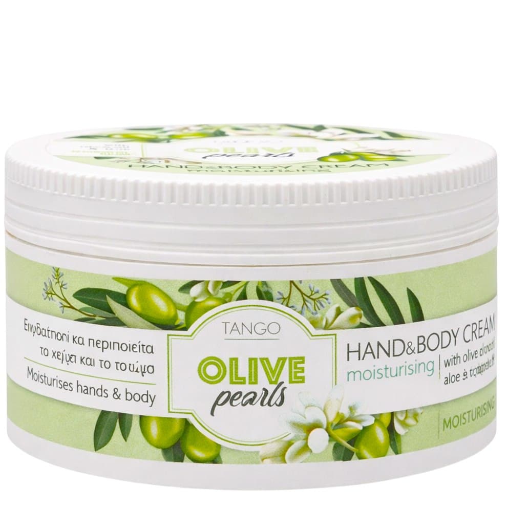 Tango Cosmetics - Tango Hand And Body Cream With Olive Oil And Aloe 250ml – Tango Cosmetics förpackning