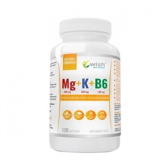 Wish Magnez + Potas + Witamina B6 Mg+K+B6 120 kapsułek vege