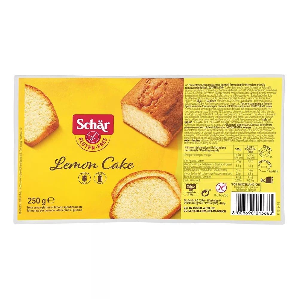 Schär - Schar Ciasto cytrynowe Lemon Cake 250 g – Schär förpackning