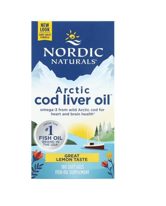 Nordic Naturals Arctic Cod Liver Oil™ 180 cápsulas moles – Nordic Naturals embalagem