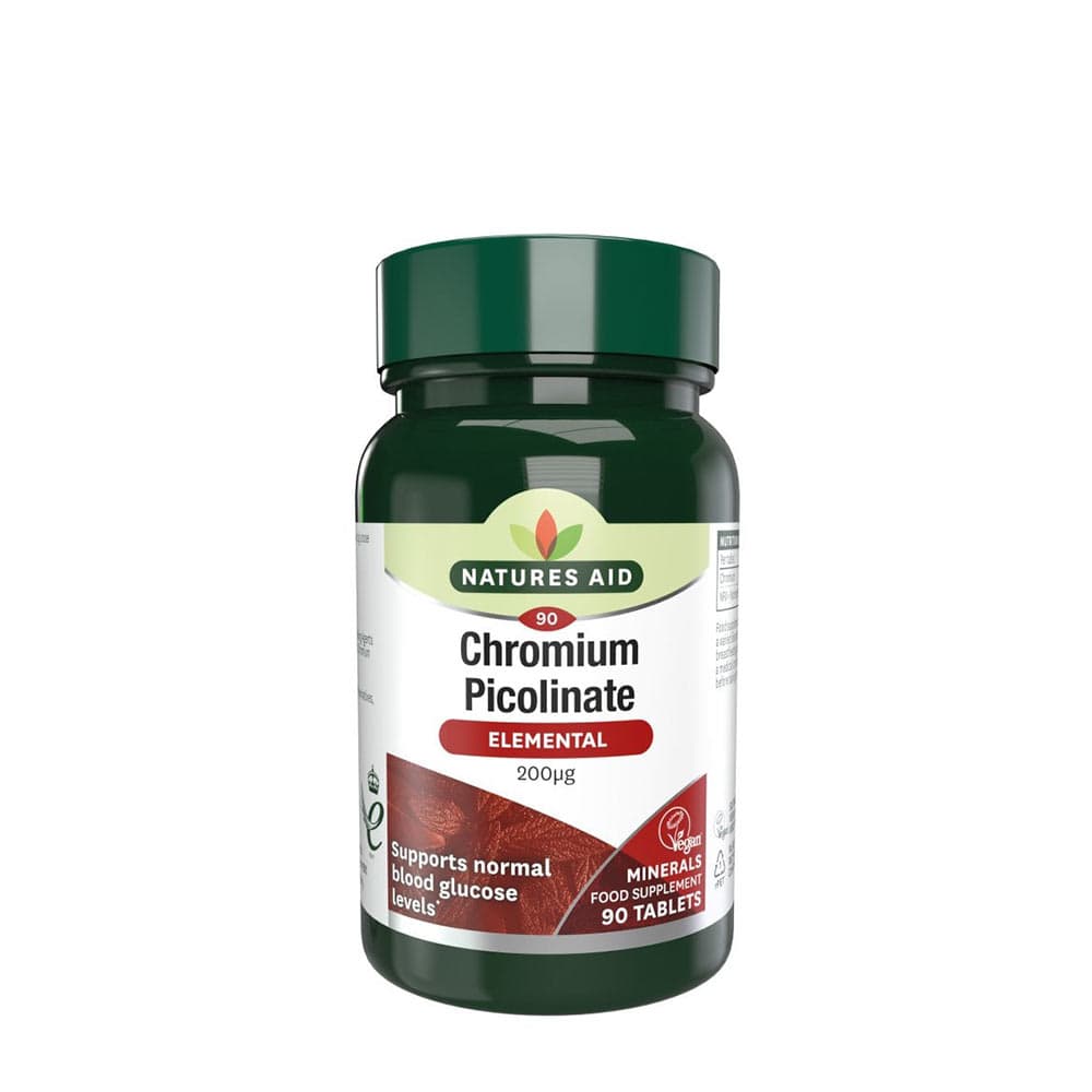 Natures Aid Chromium Picolinate 200mcg - 90 Tablets – Nature's Aid packaging