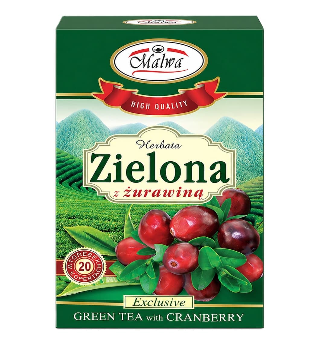 Malwa - Green Tea + Cranberry Fix 20*2g – Malwa förpackning