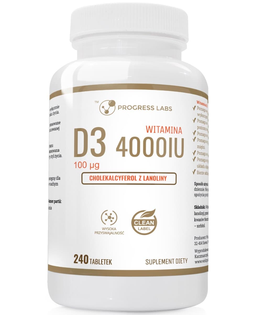 Progress Labs Vitamina D3 4000 IU 240 compresse – Progress Labs packaging
