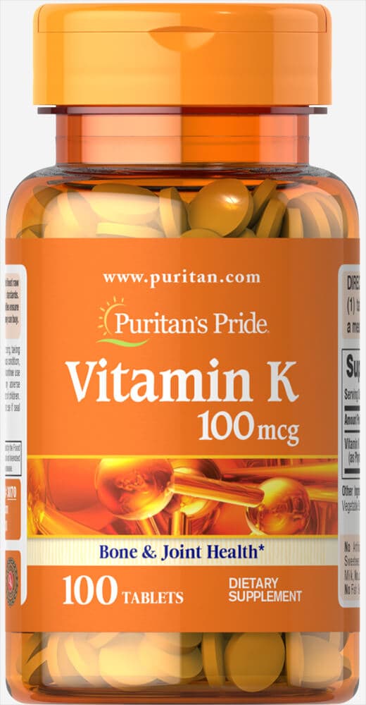 Puritan's Pride - Vitamin K 100 mcg - 100 tabletter – Puritan's Pride emballage