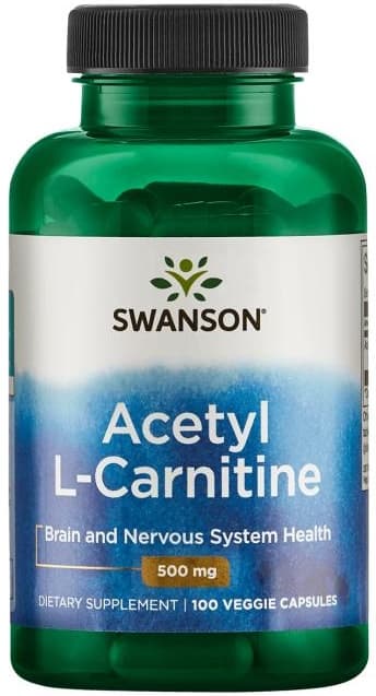 Swanson Acetyl L-Carnitine 500mg 100 vegetariska kapslar – Swanson förpackning