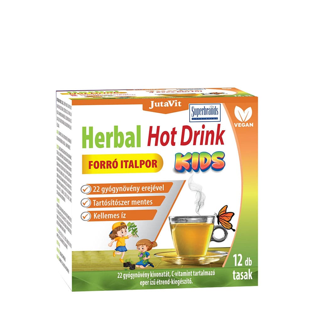 Jutavit Herbal Hot Drink Kids Jordgubb – 12 Påsar – Jutavit förpackning