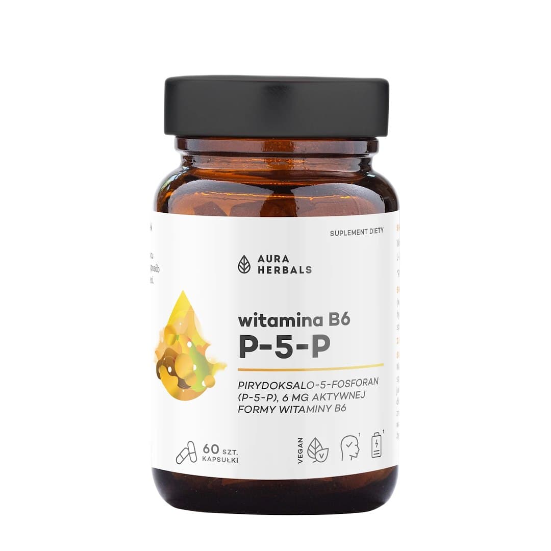 Aura Herbals Witamina B6 P-5-P 60 kapsułek – Aura Herbals packaging