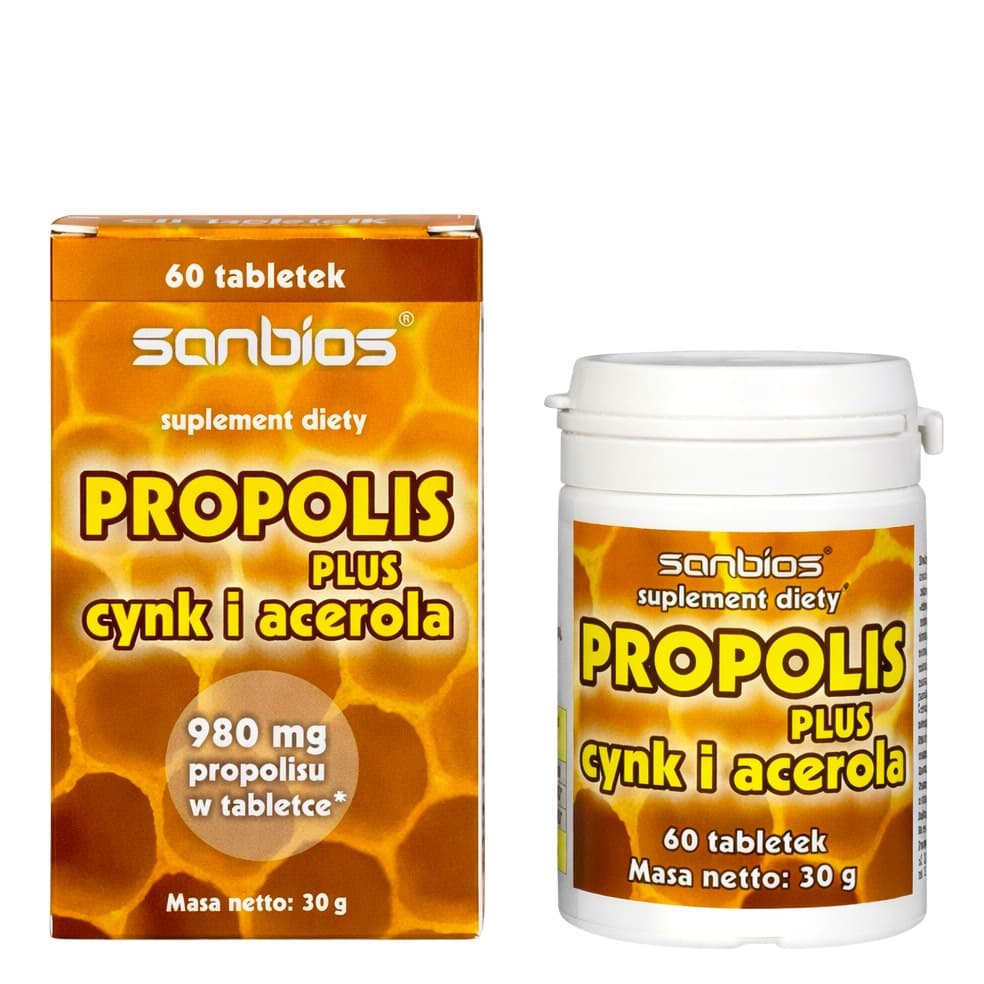 Sanbios - Propolis Plus Zinc & Acerola - 60 tabletter