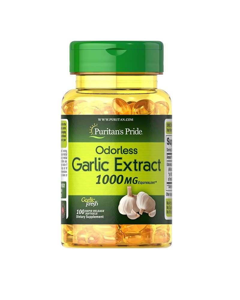 Puritan's Pride Odorless Garlic Extract 1000 mg - 100 kapslar – Puritan's Pride förpackning