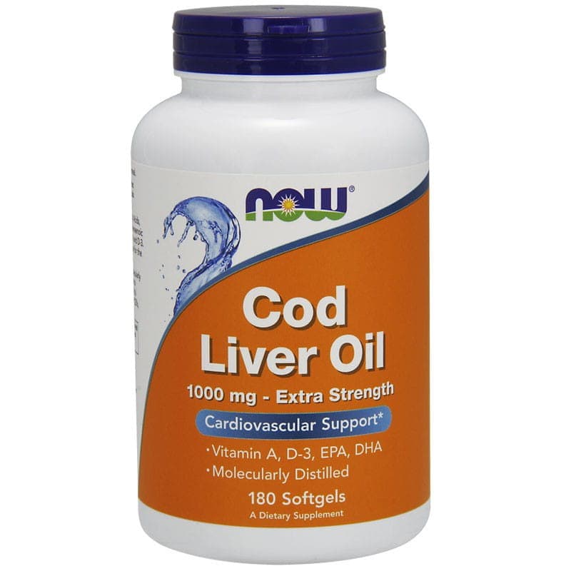 Now Foods - Cod Liver Oil, 1000mg (180 Sgels) – NOW Foods verpakking