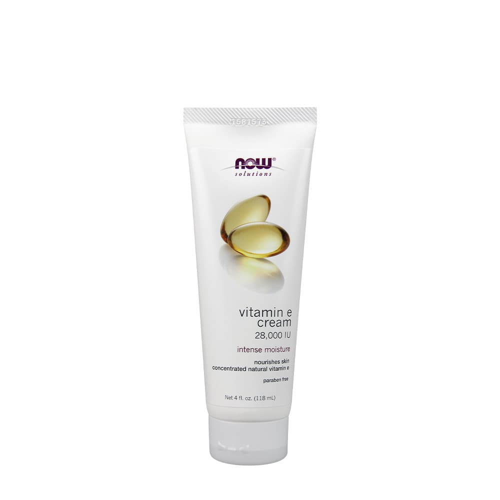 NOW Foods Vitamin E Cream 118 ml – närande hudkräm – NOW Foods förpackning