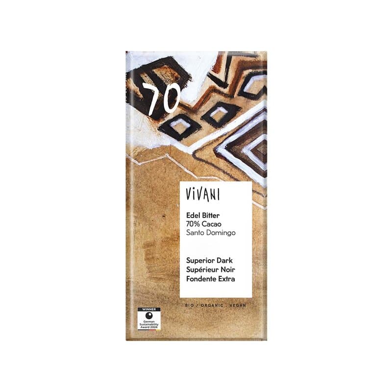 Mörk Vegansk Choklad 70% 80g | Vivani – Vivani förpackning