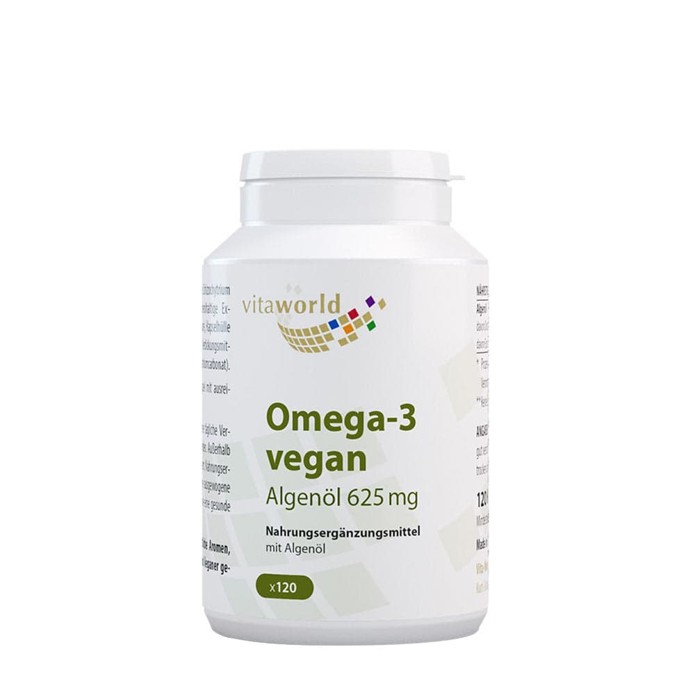 Vitaworld Omega 3 Vegan 250 mg DHA - 120 Kapseln – Vitaworld Verpackung