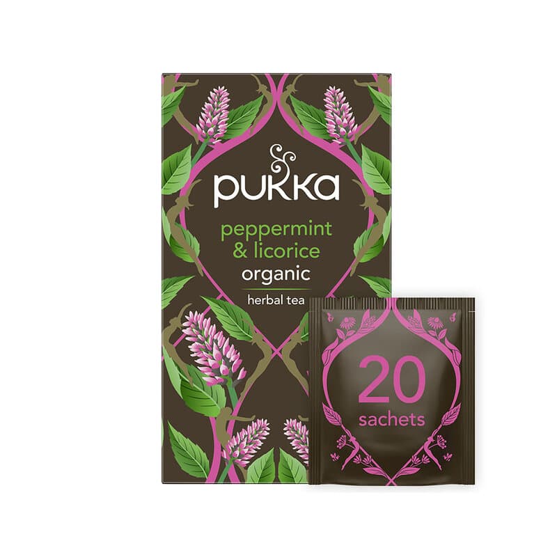 Te Peppermint & Licorice 20 påsar | Pukka – Pukka förpackning