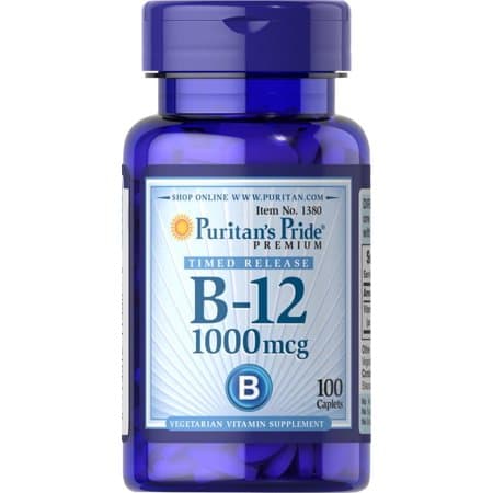 Puritan's Pride B-12 1000 µg tabletki o przedłużonym uwalnianiu – Puritan's Pride förpackning