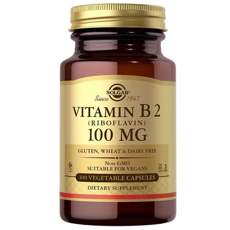 SOLGAR Vitamin B2 (Riboflavine) 100 mg 100 capsules – Solgar packaging