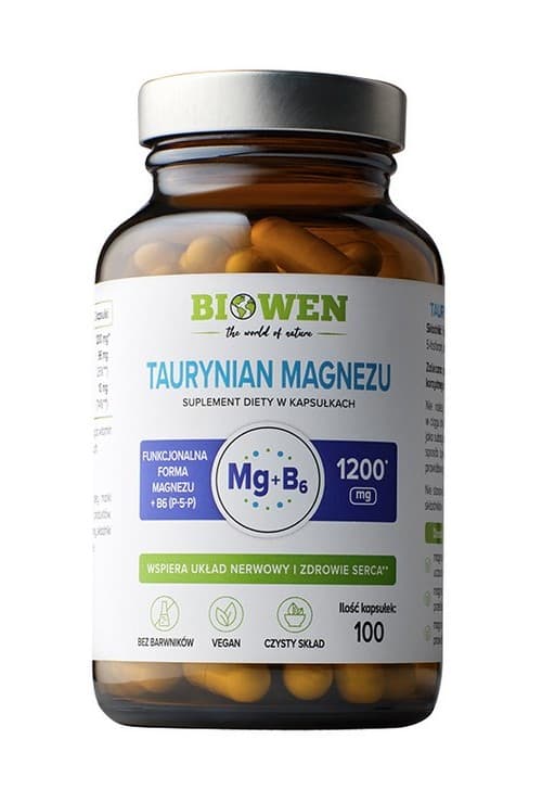 Biowen - Magnesium Taurate 1200mg with Vitamin B6 (P-5-P) 100 capsules