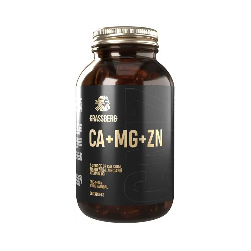 Grassberg Ca+Mg+Zn - Bezsmakowy - 60 tabletek – Grassberg opakowanie