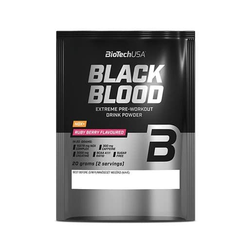 BioTech USA Black Blood NOX+ 20 g blåbärssmak – BioTechUSA förpackning