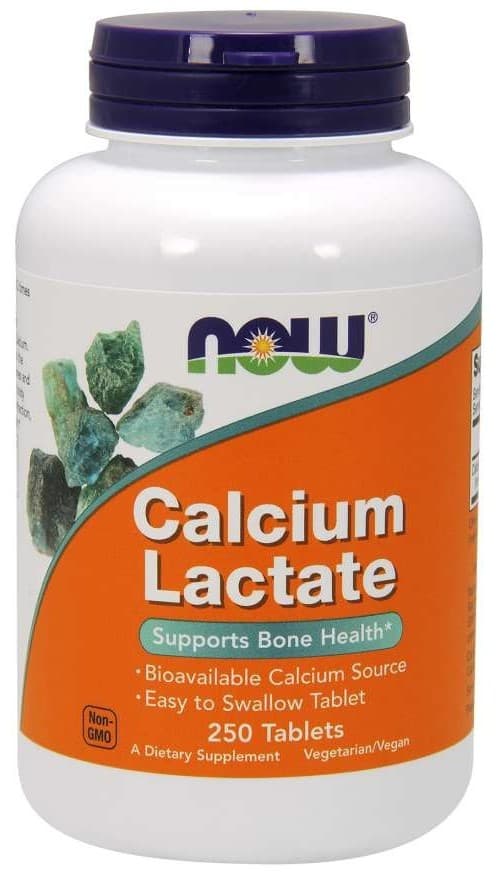 NOW Foods Calcium Lactate 85 mg – 250 tabletter – NOW Foods förpackning