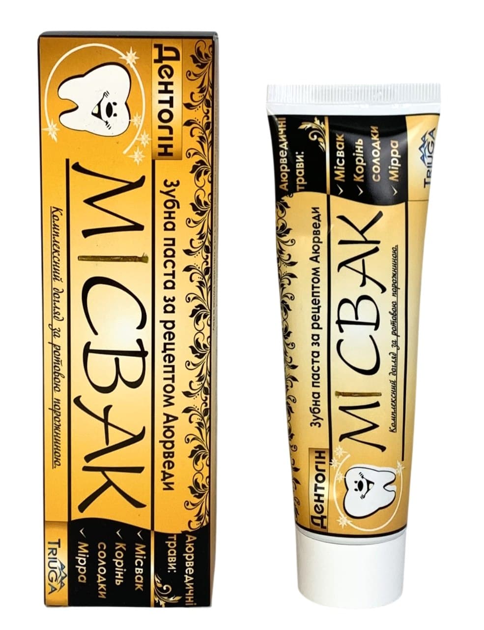 Triuga Ayurvedic Zahnpasta Miswak Fluorfrei 100g – Triuga packaging
