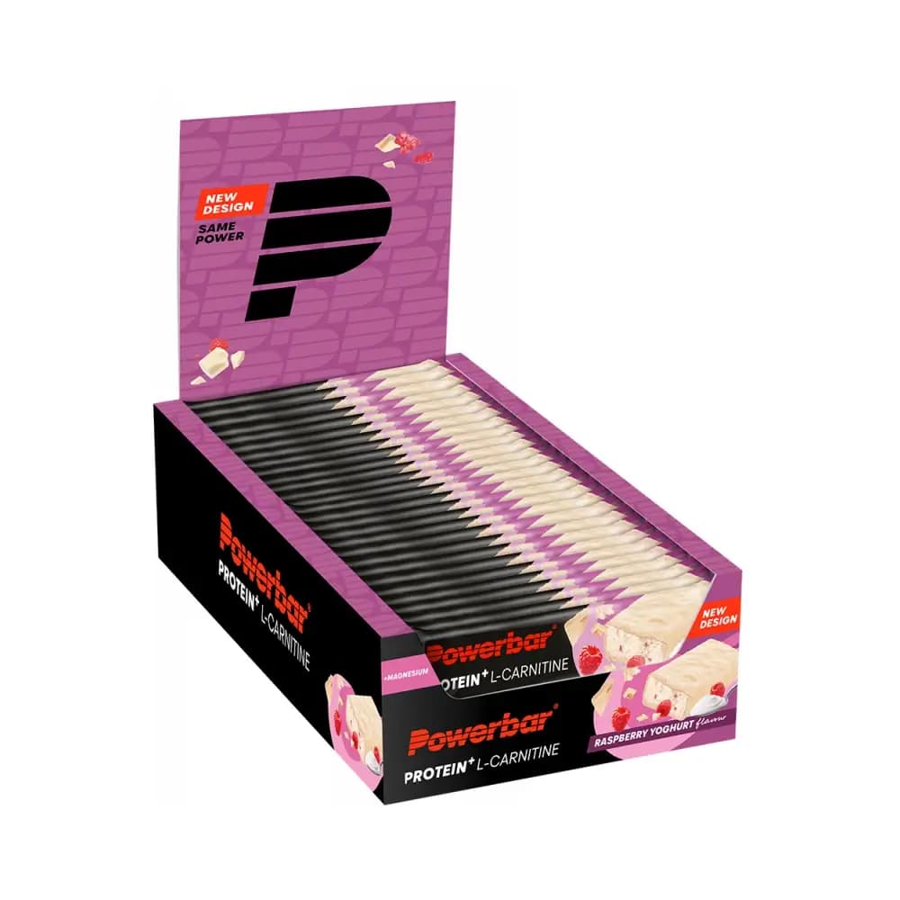 Powerbar Protein Plus + L-Carnitine Bar 30x35g Malina Jogurt – Powerbar opakowanie